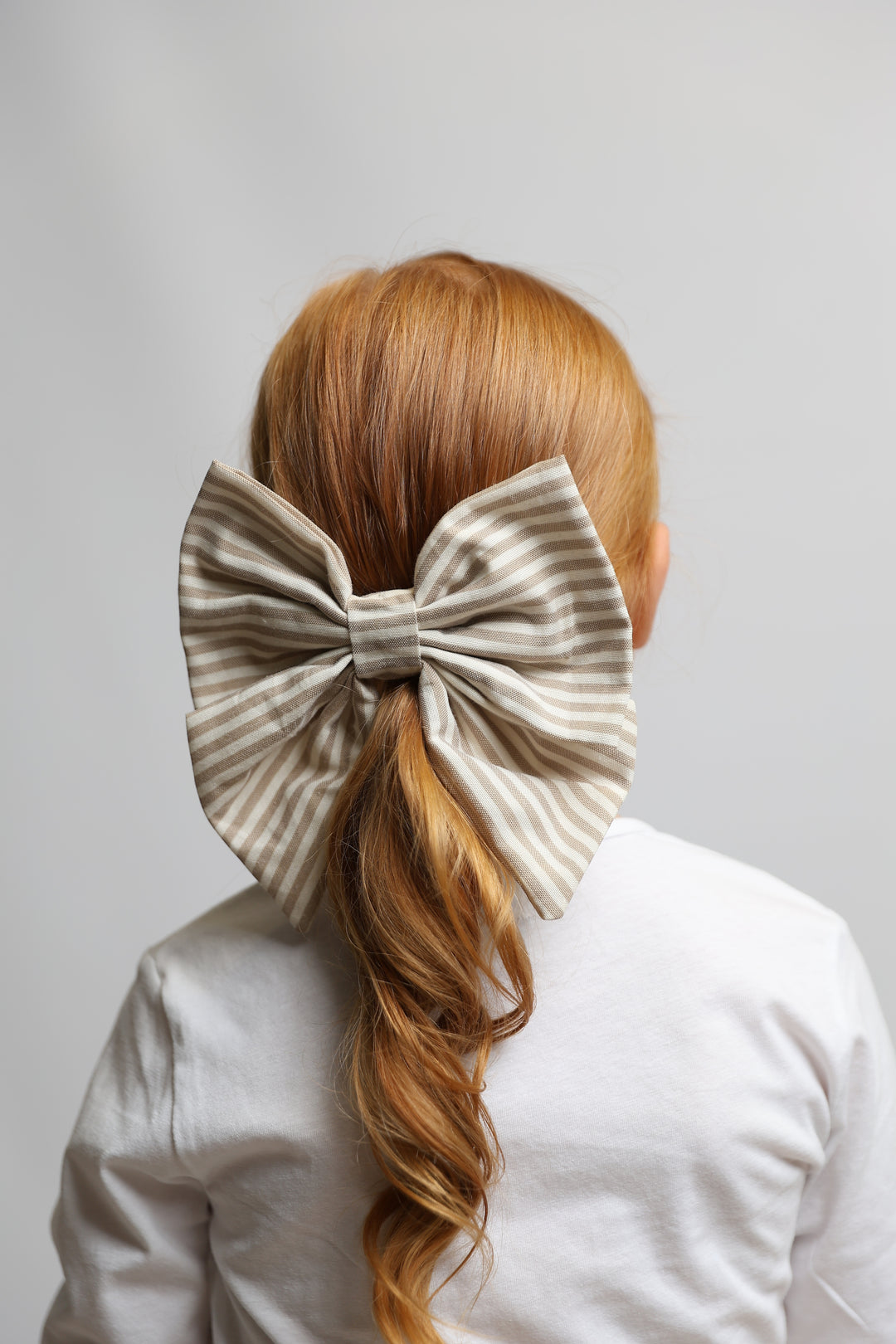 Large bow clasp Évodie | oatmeal stripes