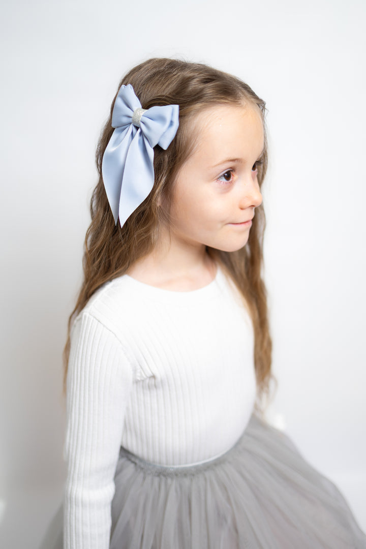 Large bow clasp Évodie | oatmeal stripes