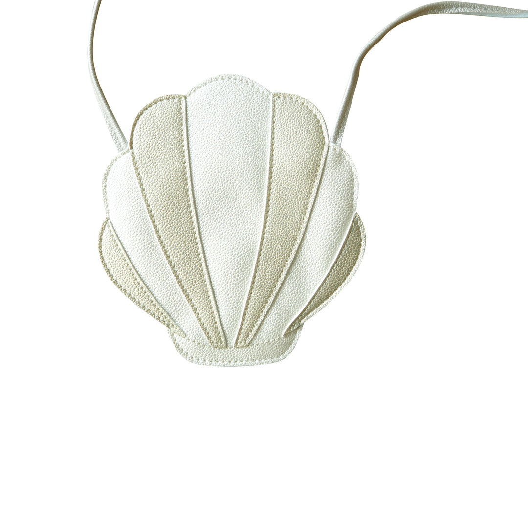 Small Hamptons shell bag | pearl white/gold