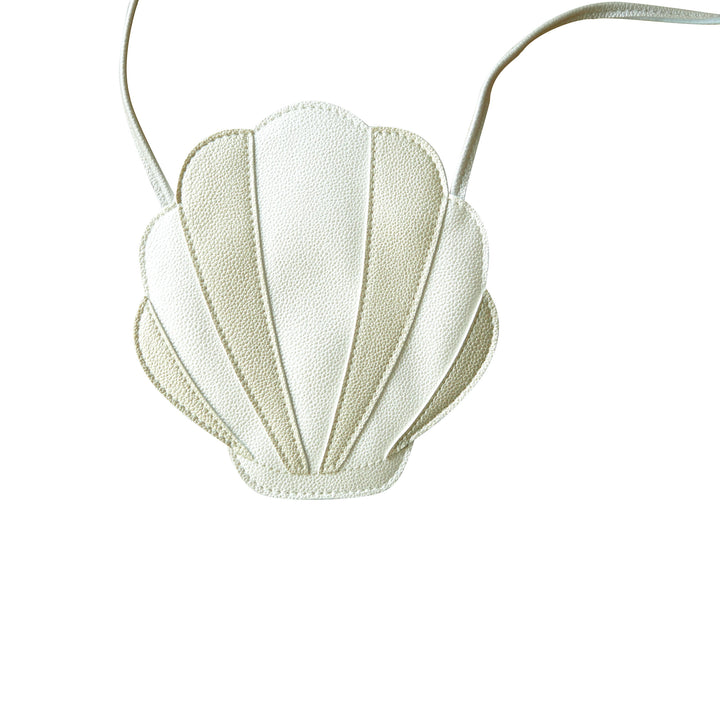 Small Hamptons shell bag | pearl white/gold