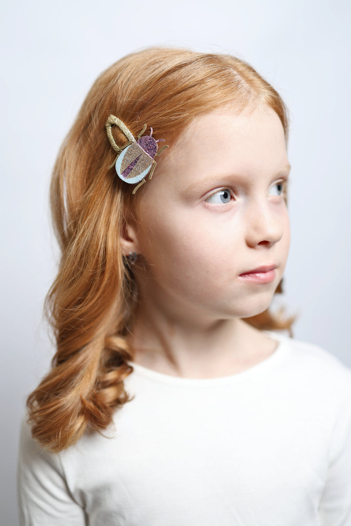 Hair clips Jolly Glitter Beetle | Lilac Mist