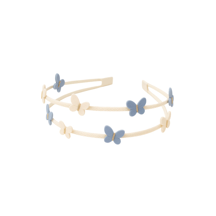 Double headband butterflies| cream/blue