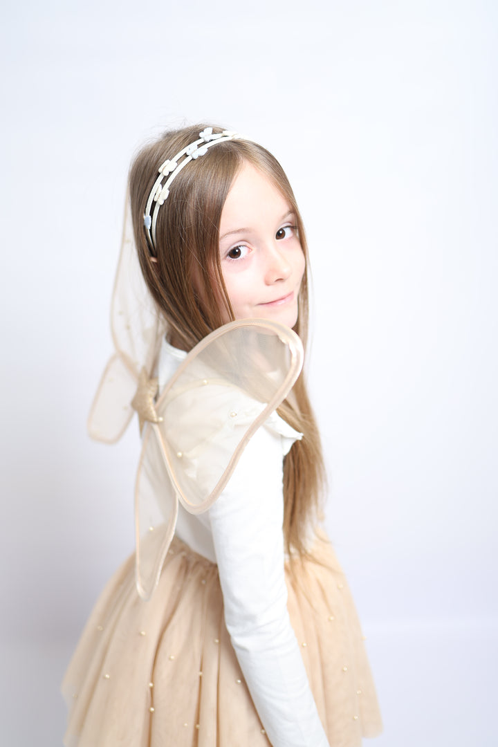 Double headband butterflies| cream/blue