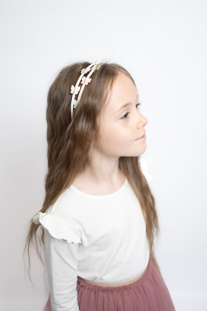 Doppel Haarreif Schmetterlinge| Champagne Pastel
