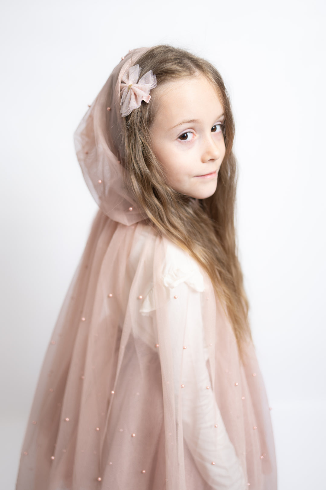 Tulle bow clips Elora | Strawberry ganache/Cream