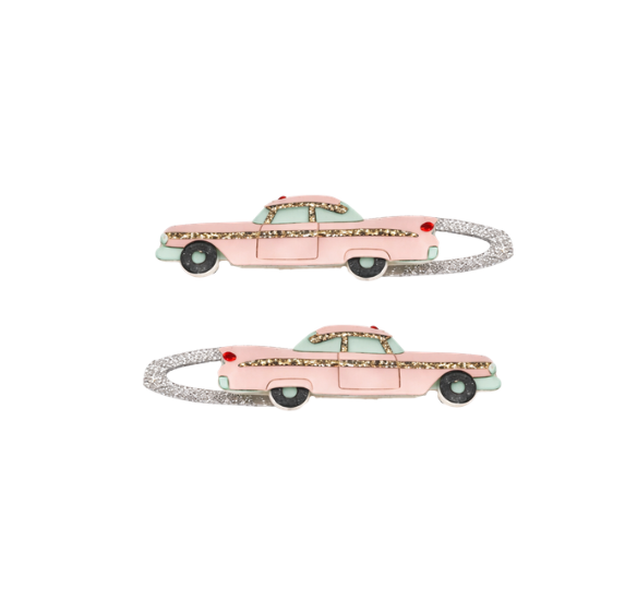Joyride Car Hair Clip Set (Pink/Mint)