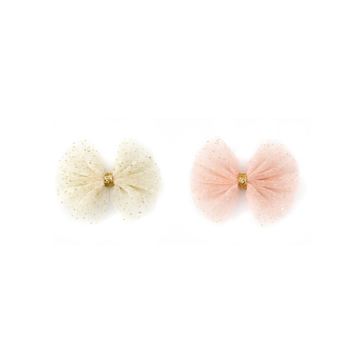 Tulle bow clips Elora | Strawberry ganache/Cream