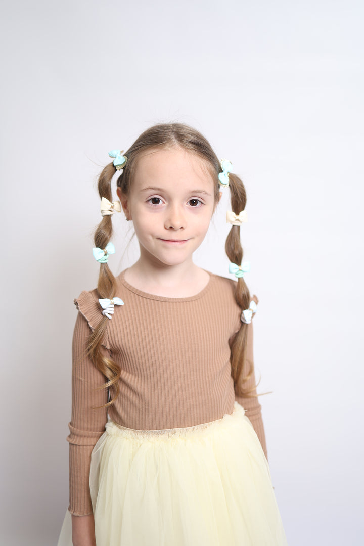 Mini Schleifen Haargummi Set | Vanilla/Mint