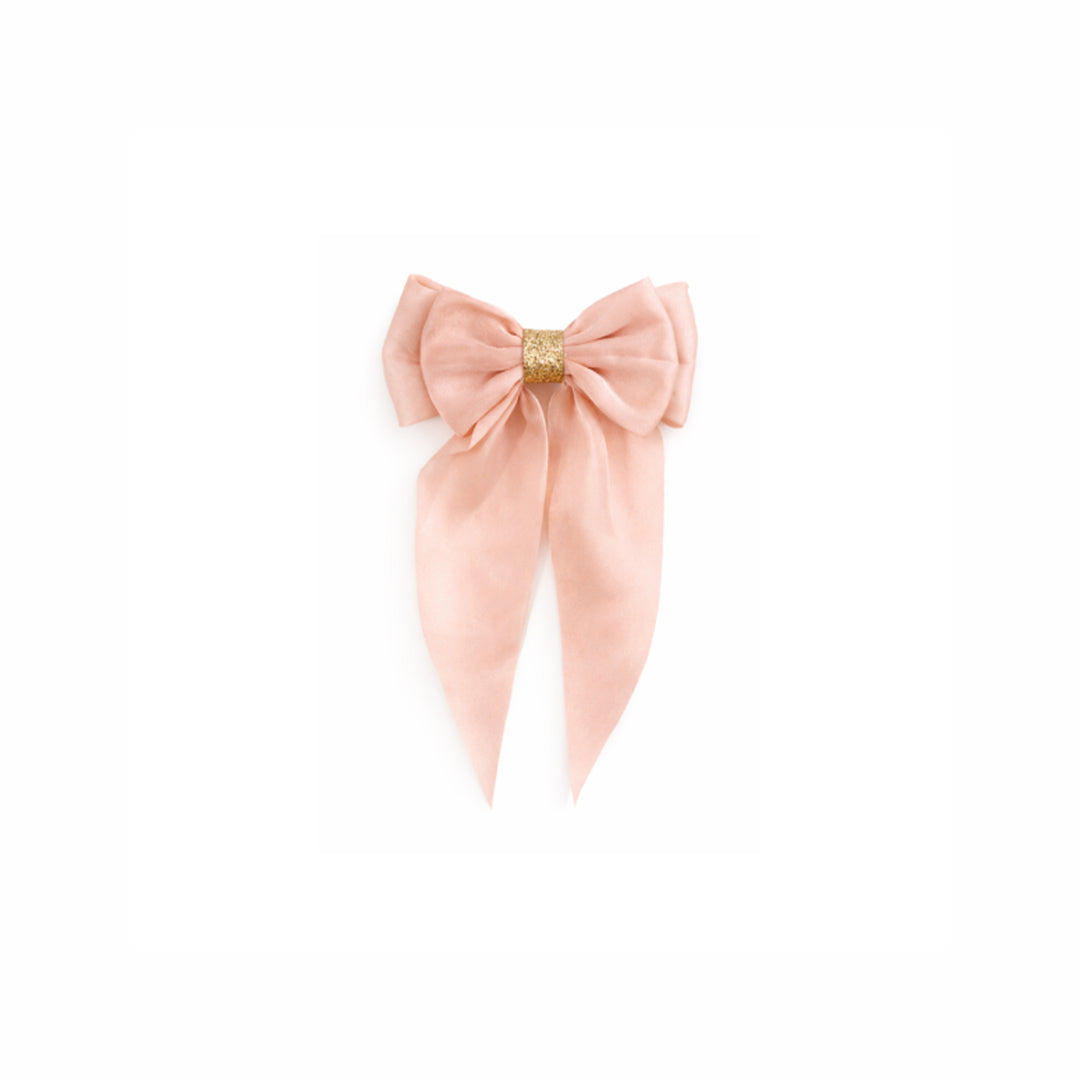 Large bow clasp Évodie | oatmeal stripes