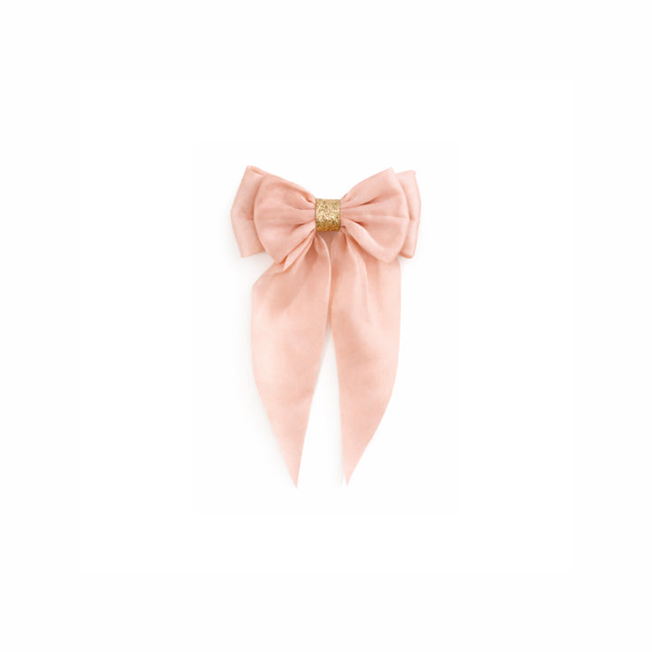 Large bow clasp Évodie | oatmeal stripes